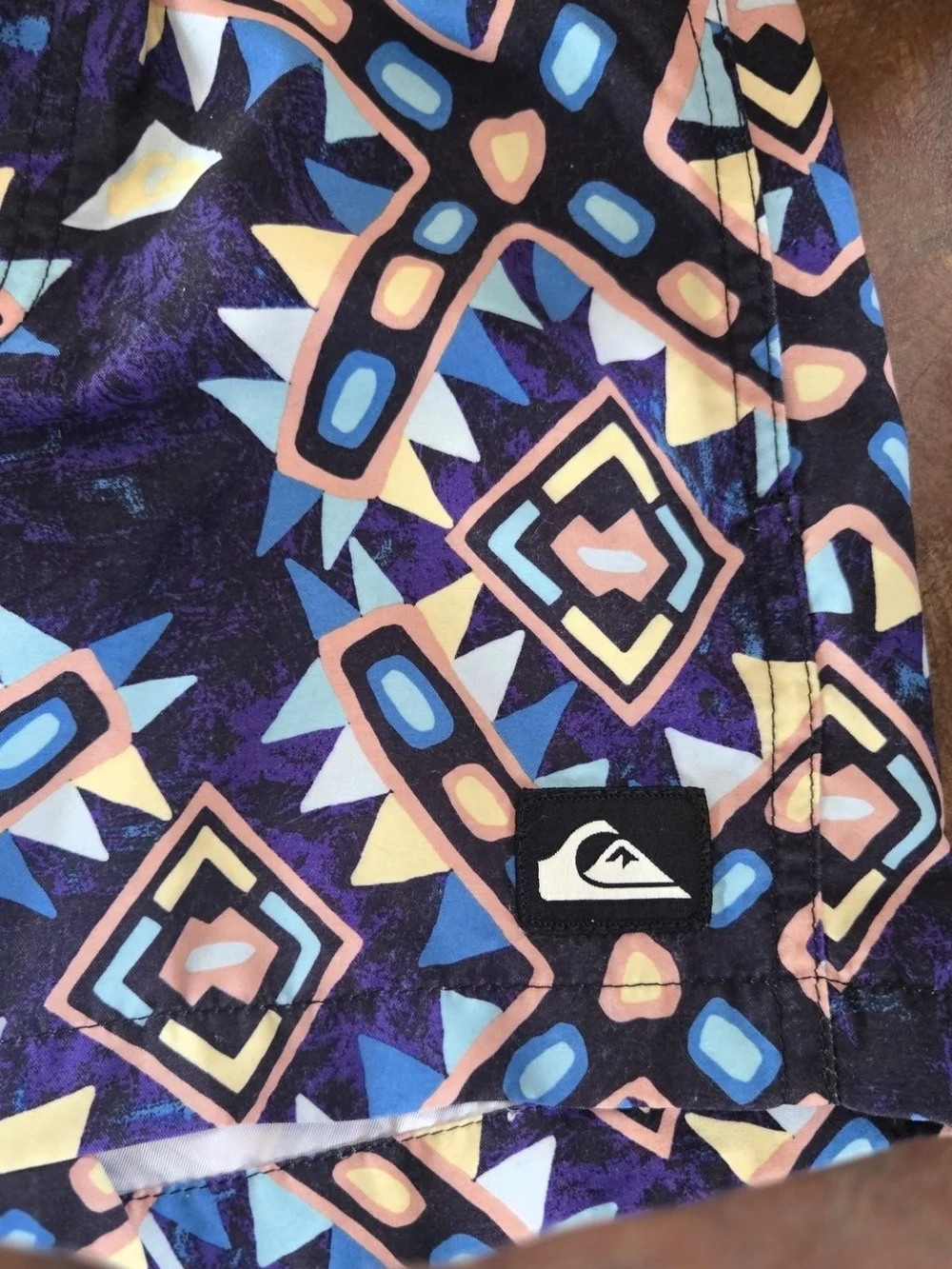 Quiksilver Geometric Pattern Swim Trunks-Multicolor-4T EUC